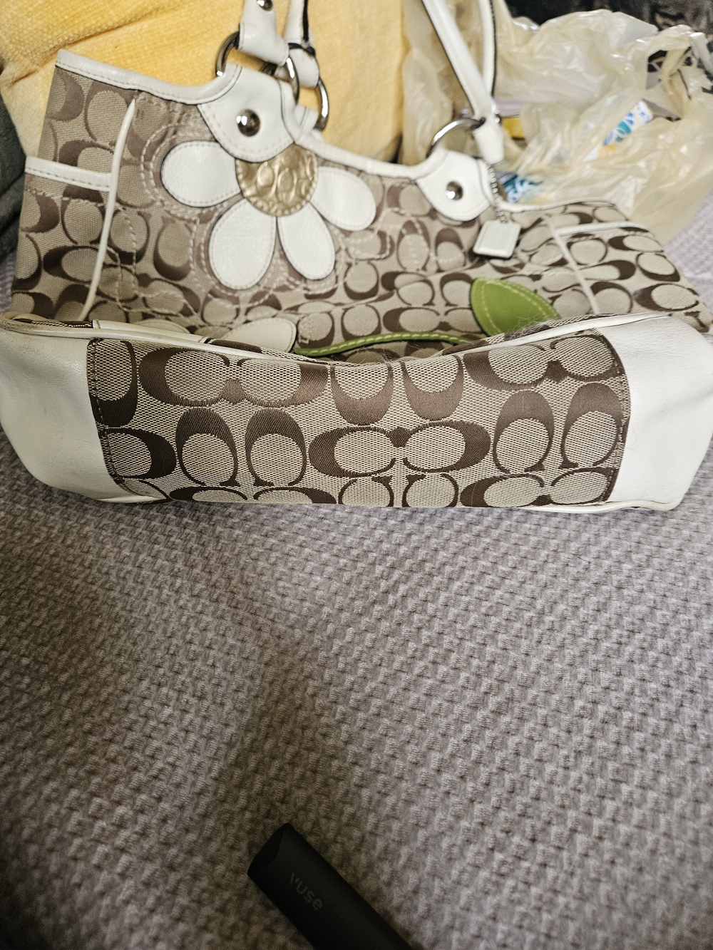 RARE Coach Bleecker POPPY Daisy Tote Purse  Khaki/White Daisy RARE Y2K - Picture 8 of 9